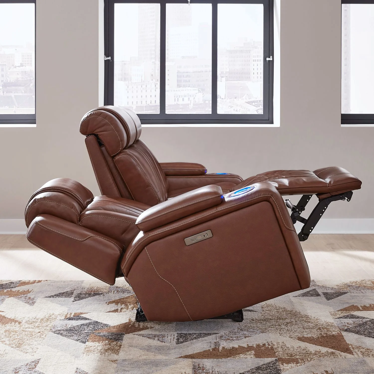 Caswell Sofa & Loveseat Leather Chestnut - Image 6