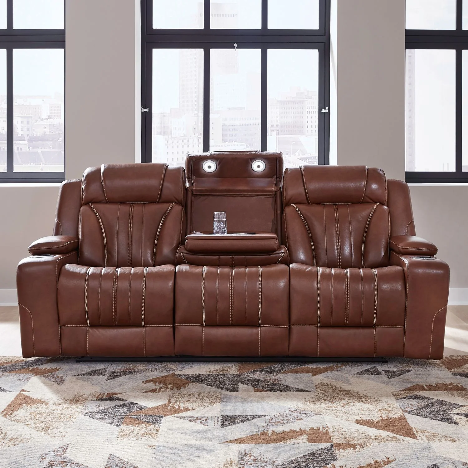 Caswell Sofa & Loveseat Leather Chestnut - Image 7
