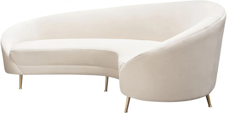 Celine Cream Velvet Curved Sofa - Stainless Steel Leg - Image 6