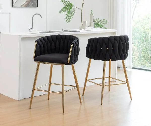 CH266 Bar Stool Black Boucle - Set of 2