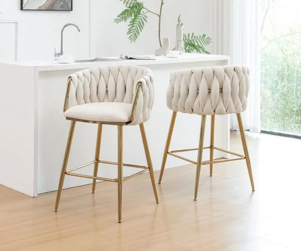 CH267 Bar Stool Boucle Fabric - Set of 2 - Image 2