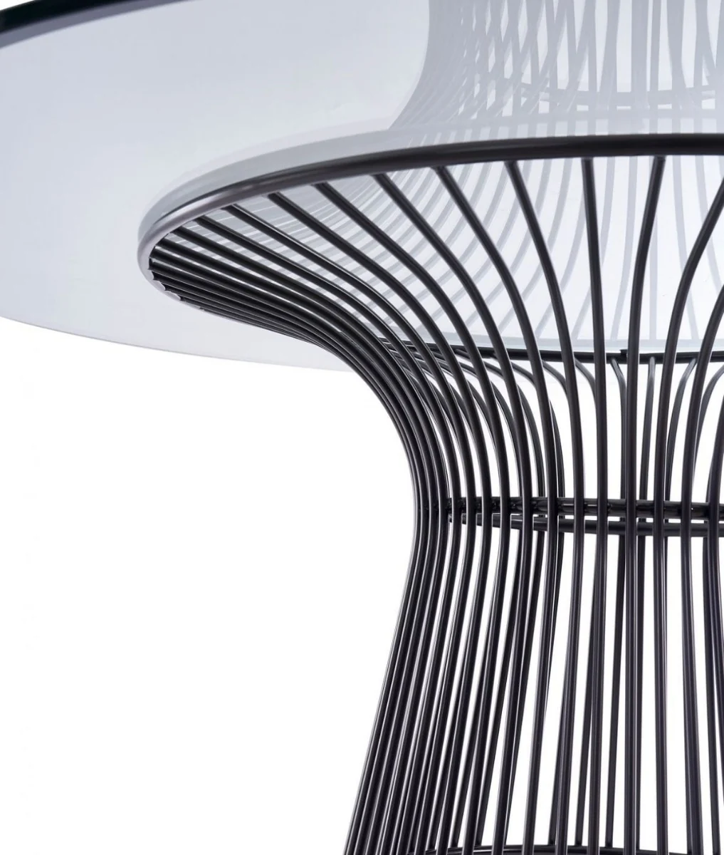 Chandler Modern Round Glass & Black Stainless Steel Dining Set - Image 5
