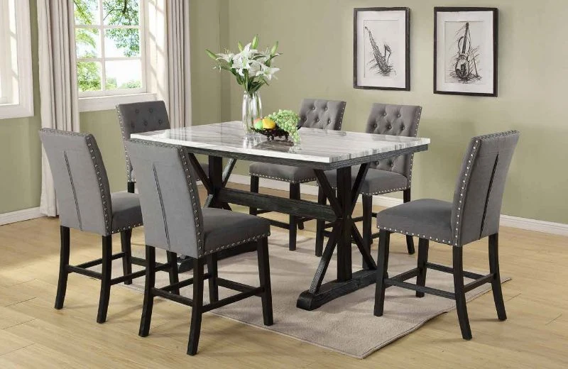 Chino 6 Pc Dining Collection - Grey or Beige Linen Chairs - Image 3