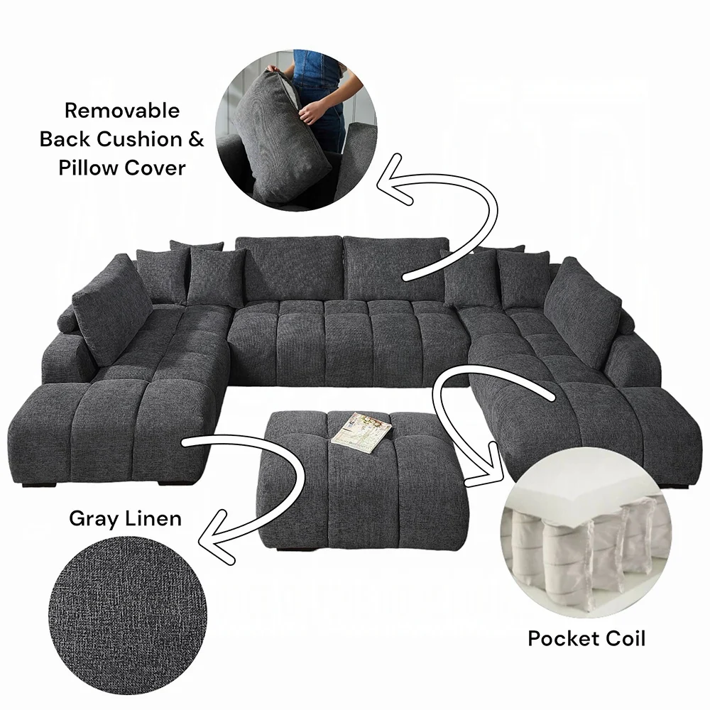 Chosen Sectional Sofa LV02840 w/6 Pillows - Image 4
