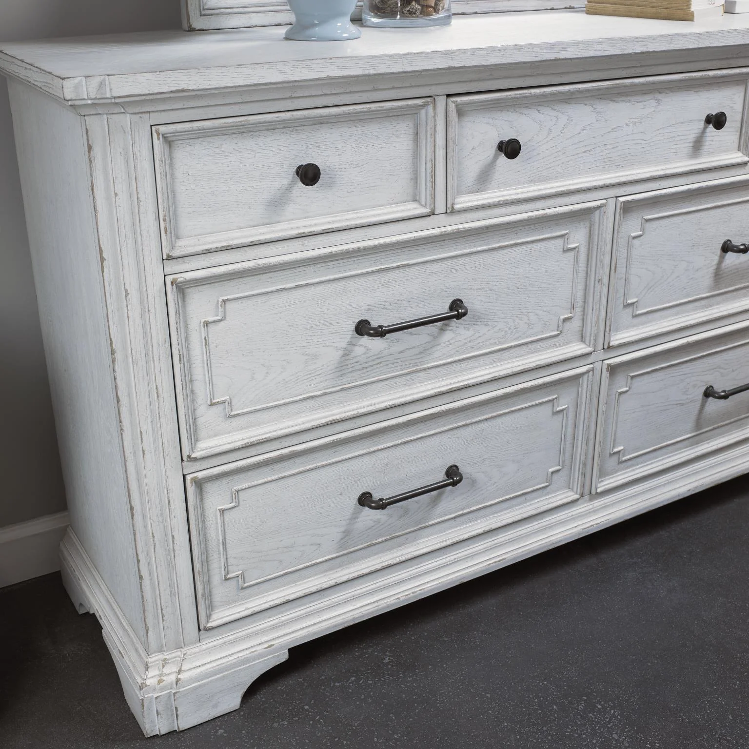 Clara 4 Pc Distressed White Finish Bedroom Set - Image 17