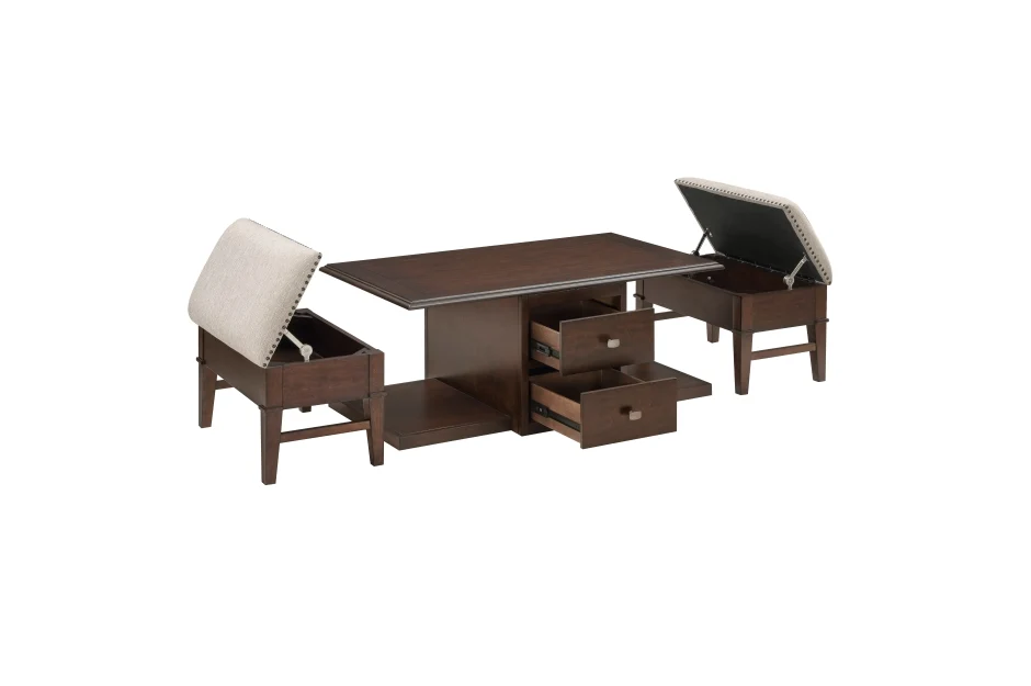 Claremore Cocktail Table with Two Ottomans - Image 7
