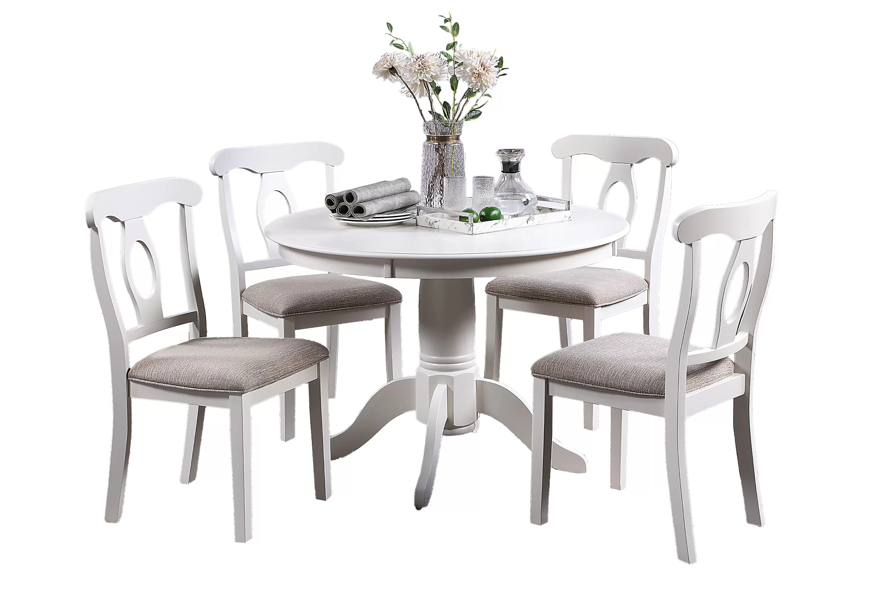 F2560 Classic Design 5 Pc Dining Set - White - Image 2