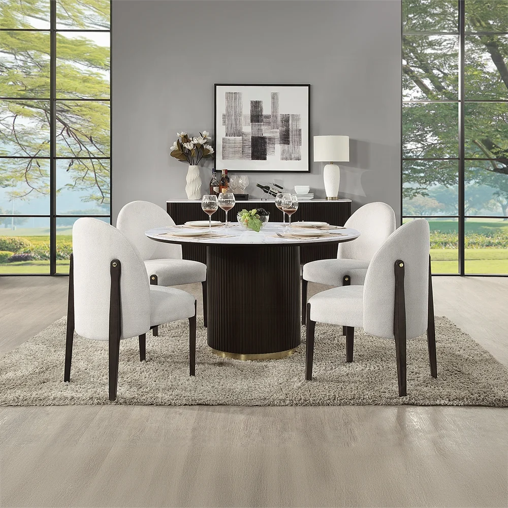 Clayten Round Marble Dining Table - 2 Chair Options - Image 4