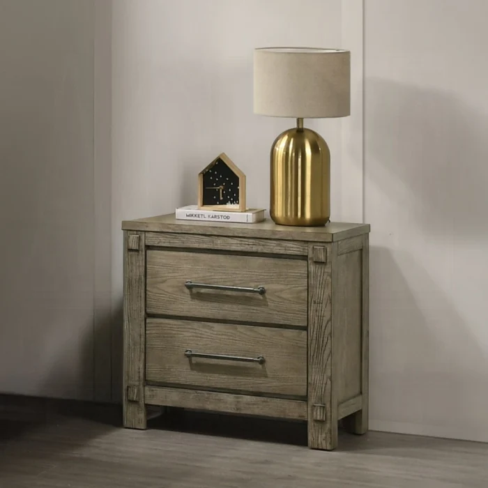 Colton 4 Pc King Antique Oak Bedroom Set - Image 7