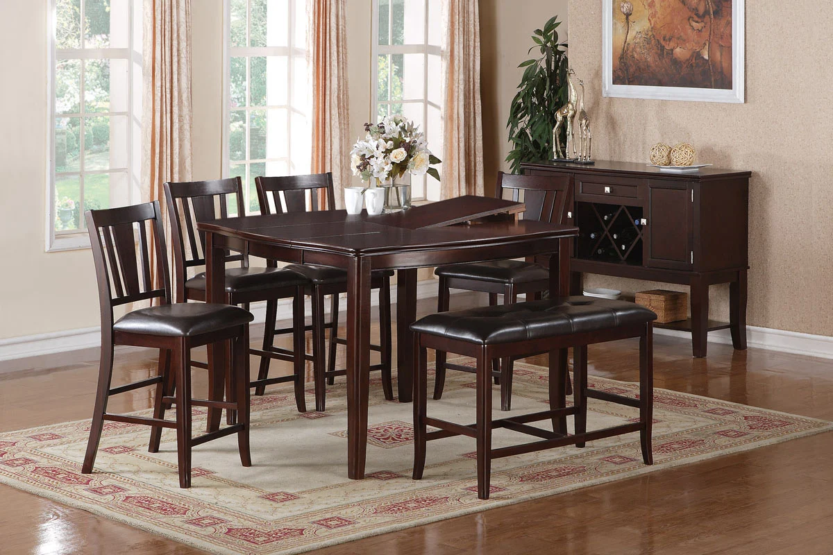 F2329 Dark Rosy Brown Dining Set - Butterfly Leaf