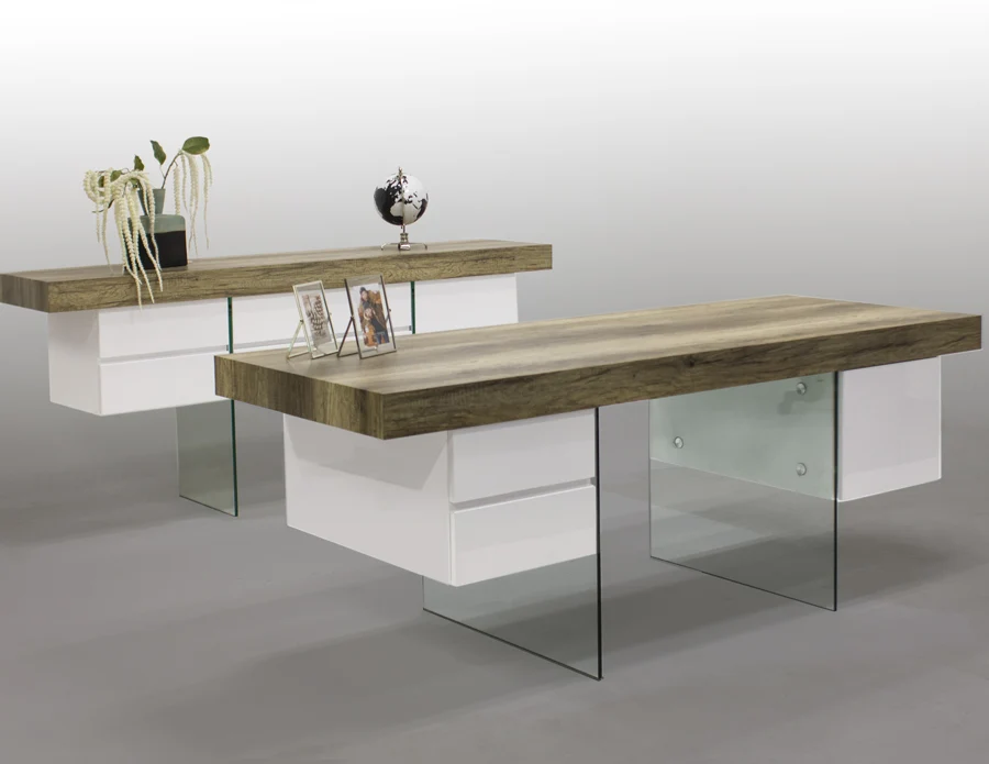 Cora Modern Office Desk - White Lacquer - Image 2