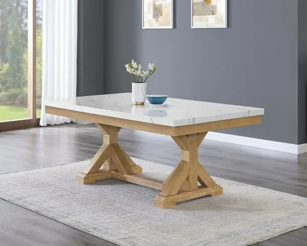 D521 White Marble Top Dining Collection - Image 3