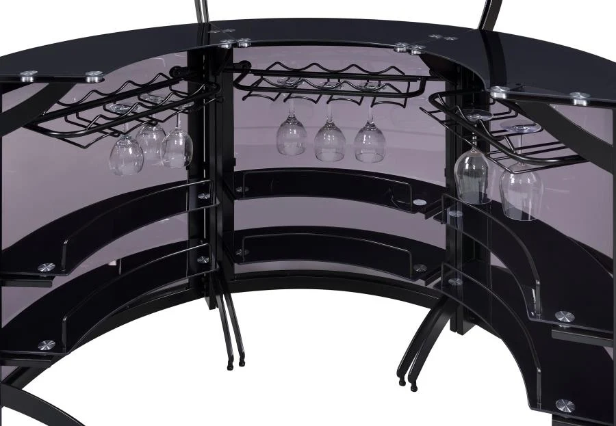 Dallas 3 Pc Black Curved Bar Set - Image 9