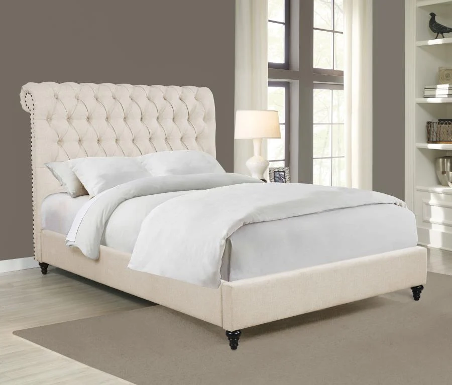 Devon Button Tufted Beige Bed by Coaster - Image 2