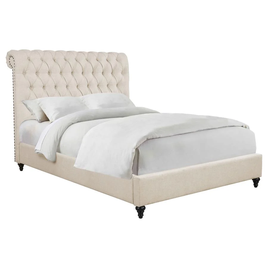 Devon Button Tufted Beige Bed by Coaster - Image 4