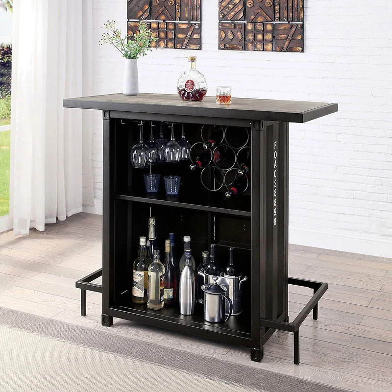 Dicarda Industrial Style Bar Table - LED Lights - Image 3