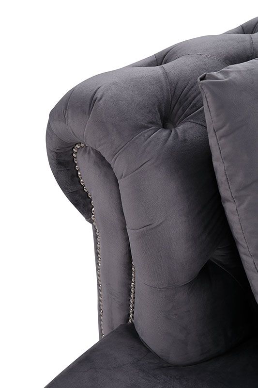 Divani Casa Darla - Modern Gray Velvet Curved Sectional Sofa - Image 6