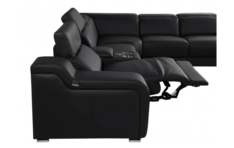 Divanitalia 1116 Black 5 Pc Power Sectional - Image 10