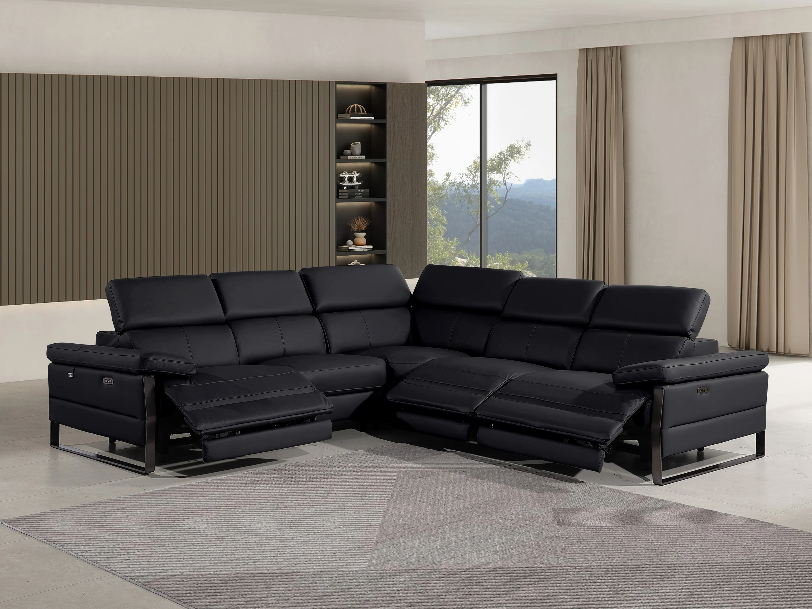 Divanitalia 1246 Black Power 5 Pc Sectional - Image 2