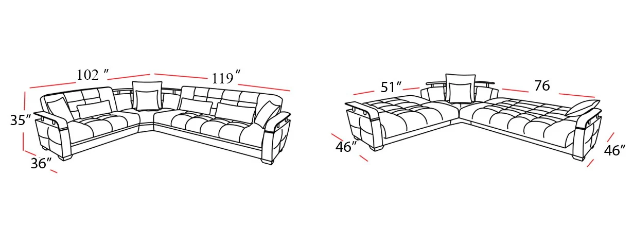 Dogal Contemporary Convertible Sectional - Made in Italy - Image 11