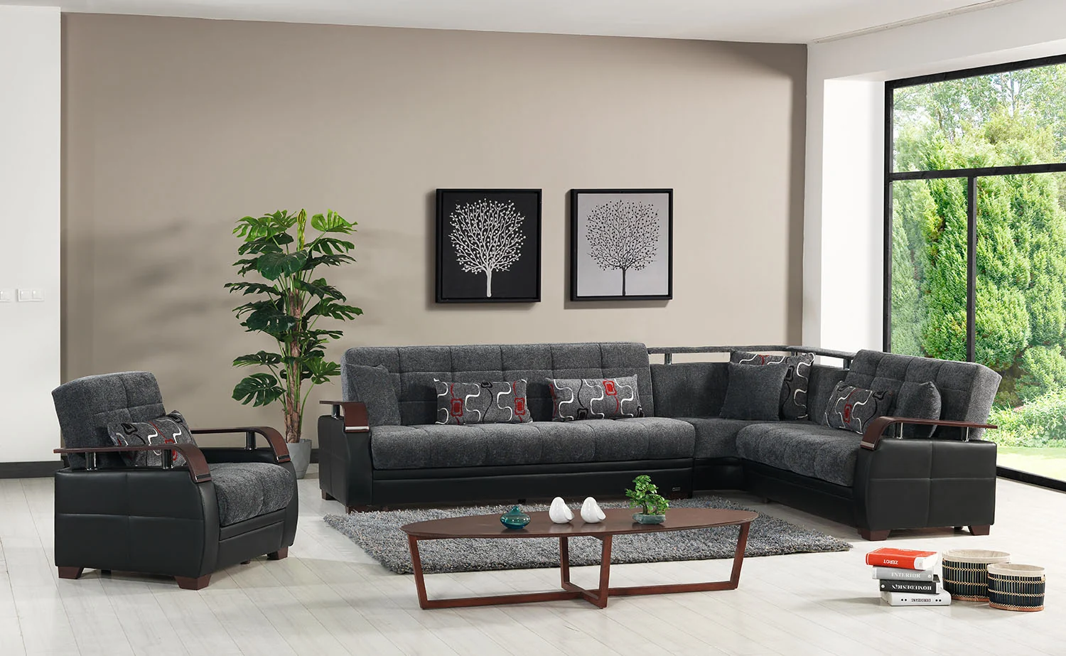 Dogal Convertible Sectional - Gray Fabric - Image 11