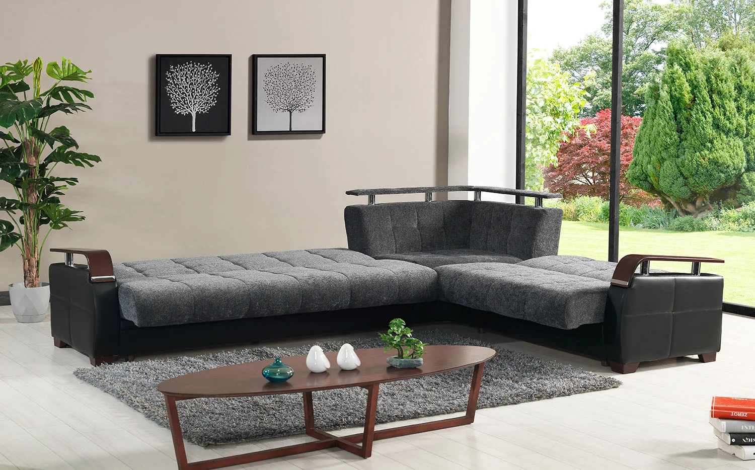Dogal Convertible Sectional - Gray Fabric - Image 12