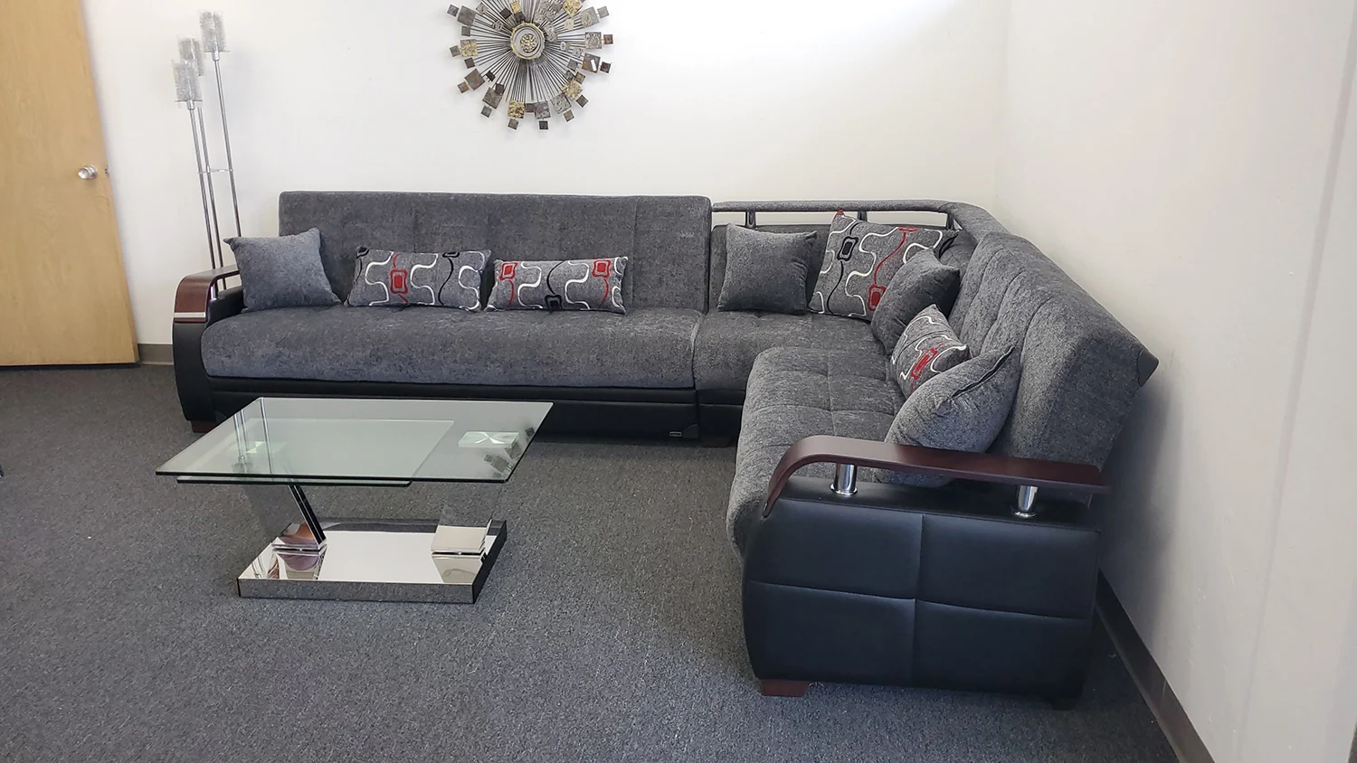 Dogal Convertible Sectional - Gray Fabric - Image 8