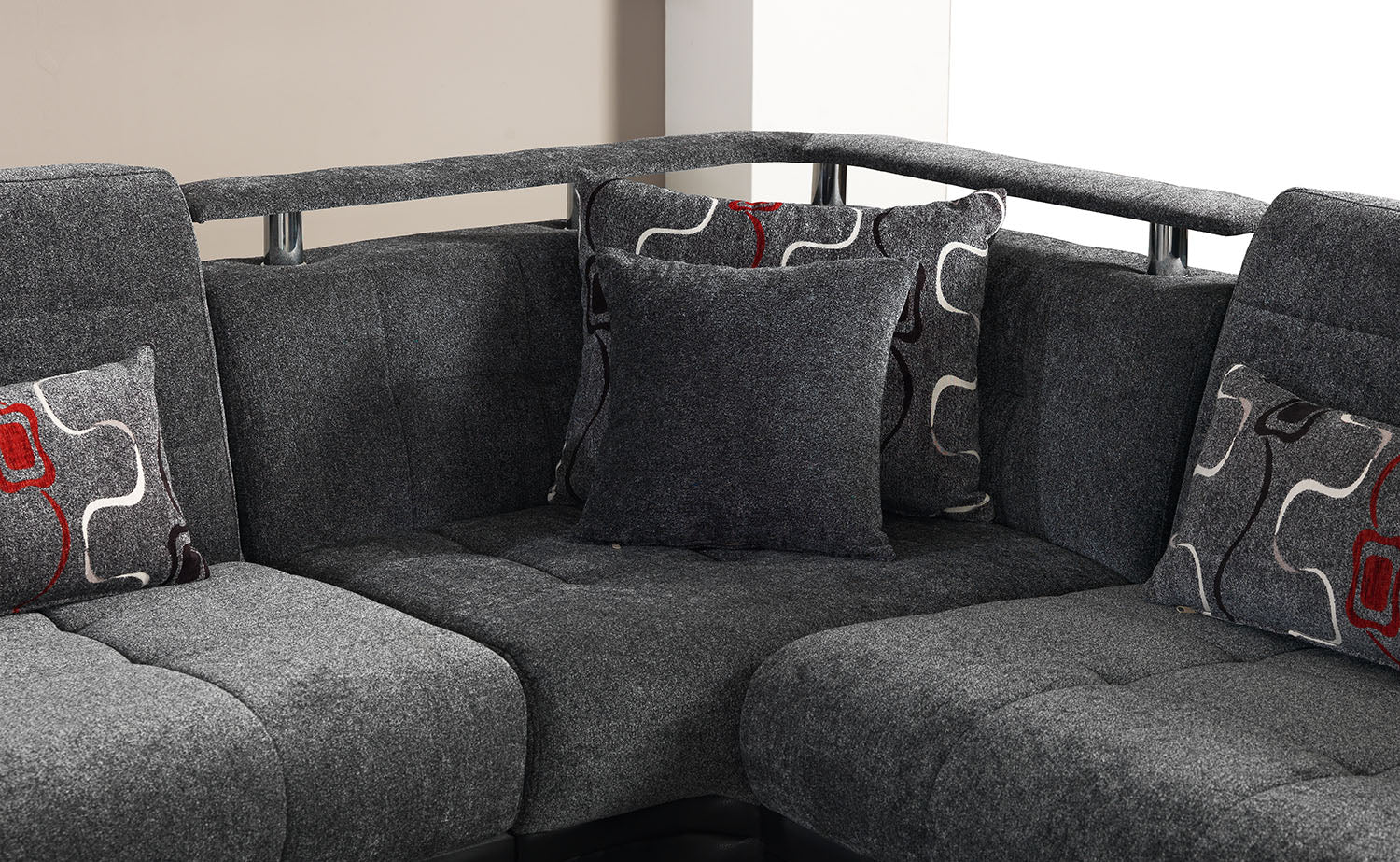 Dogal Convertible Sectional - Gray Fabric - Image 9