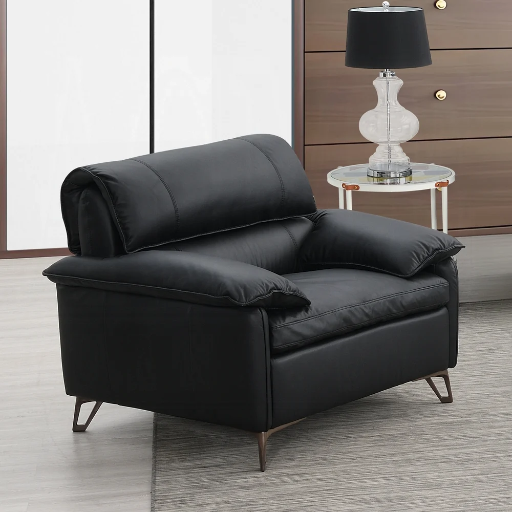 Eileen Black Top Grain Leather Chair LV03702
