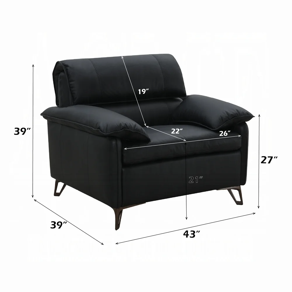 Eileen Black Top Grain Leather Chair LV03702 - Image 5