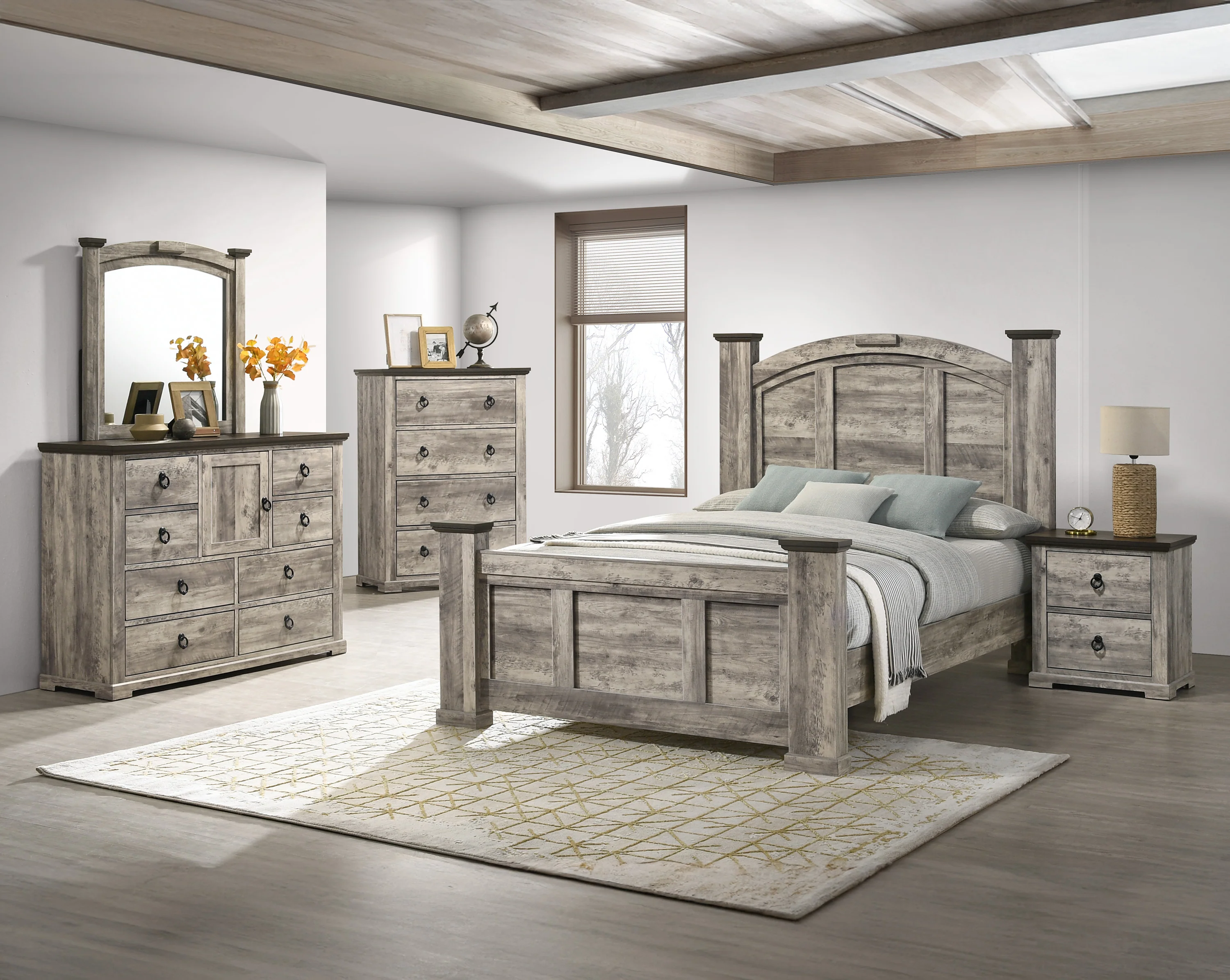 Ella-Mae 4 Pc Grey Rustic Bedroom Collection - Image 2