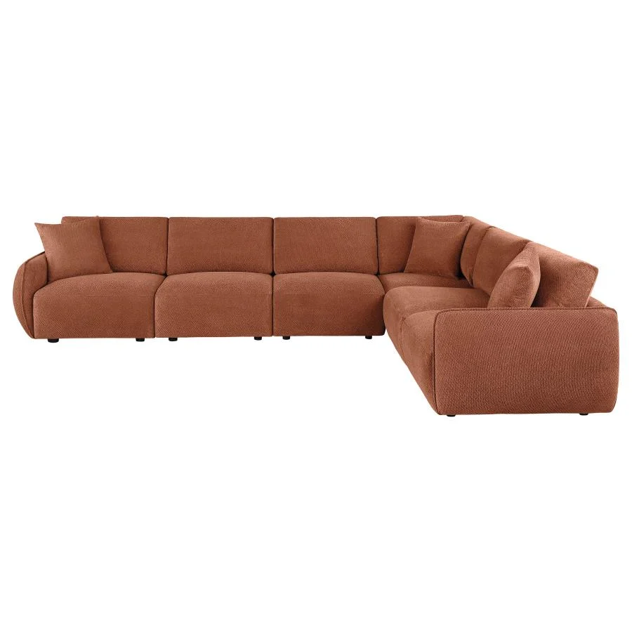 Elysia 6 Pc Coral Chenille Modular Sectional - Image 3