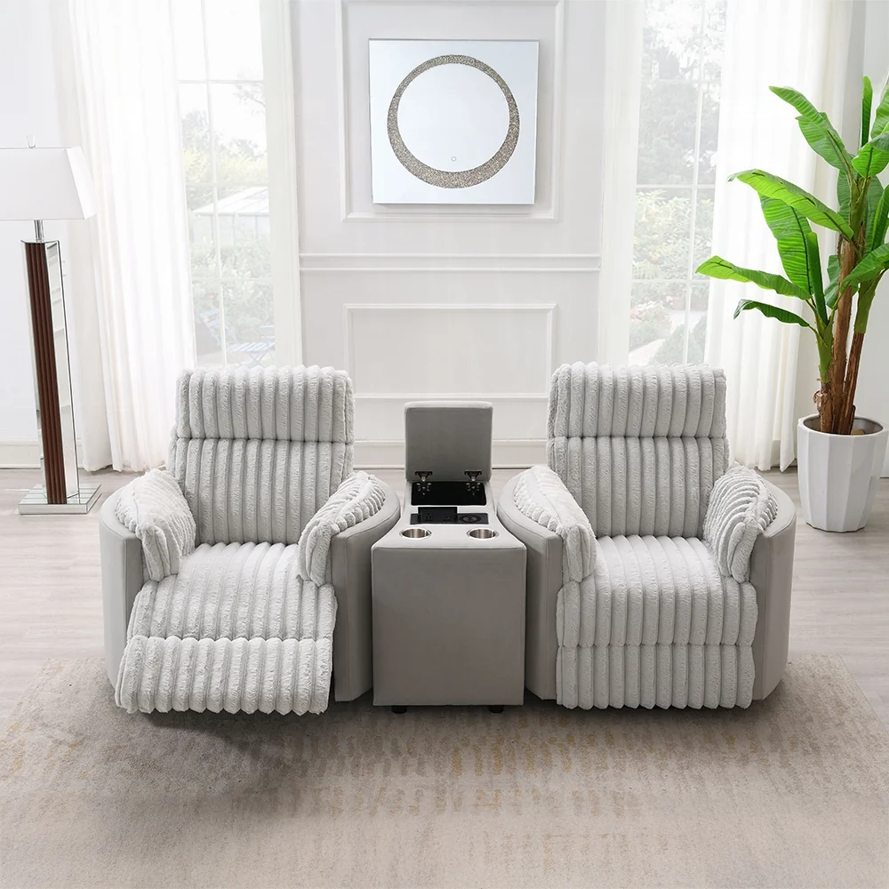Emee Gray Corduroy Recliner LV04640 - Image 8