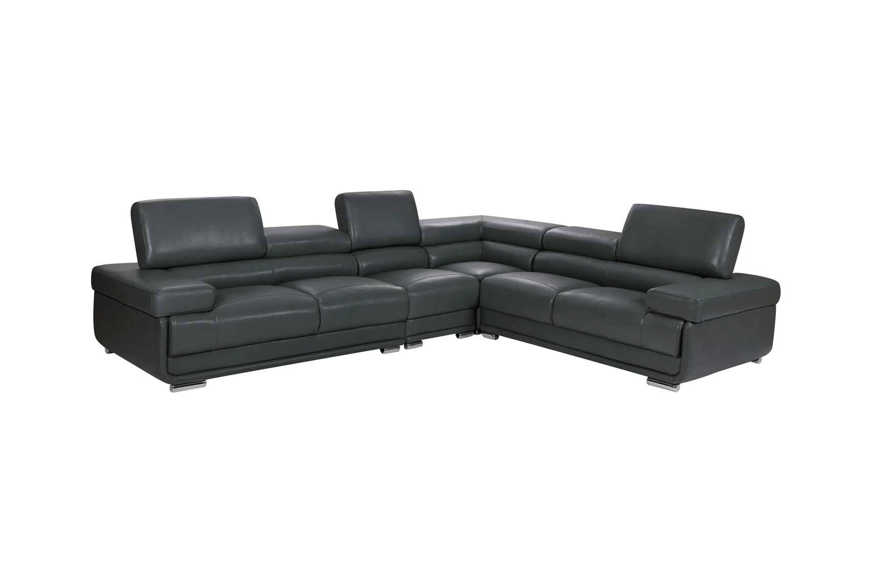 ESF 2119 Top Grain Leather Sectional - Gray - Image 4
