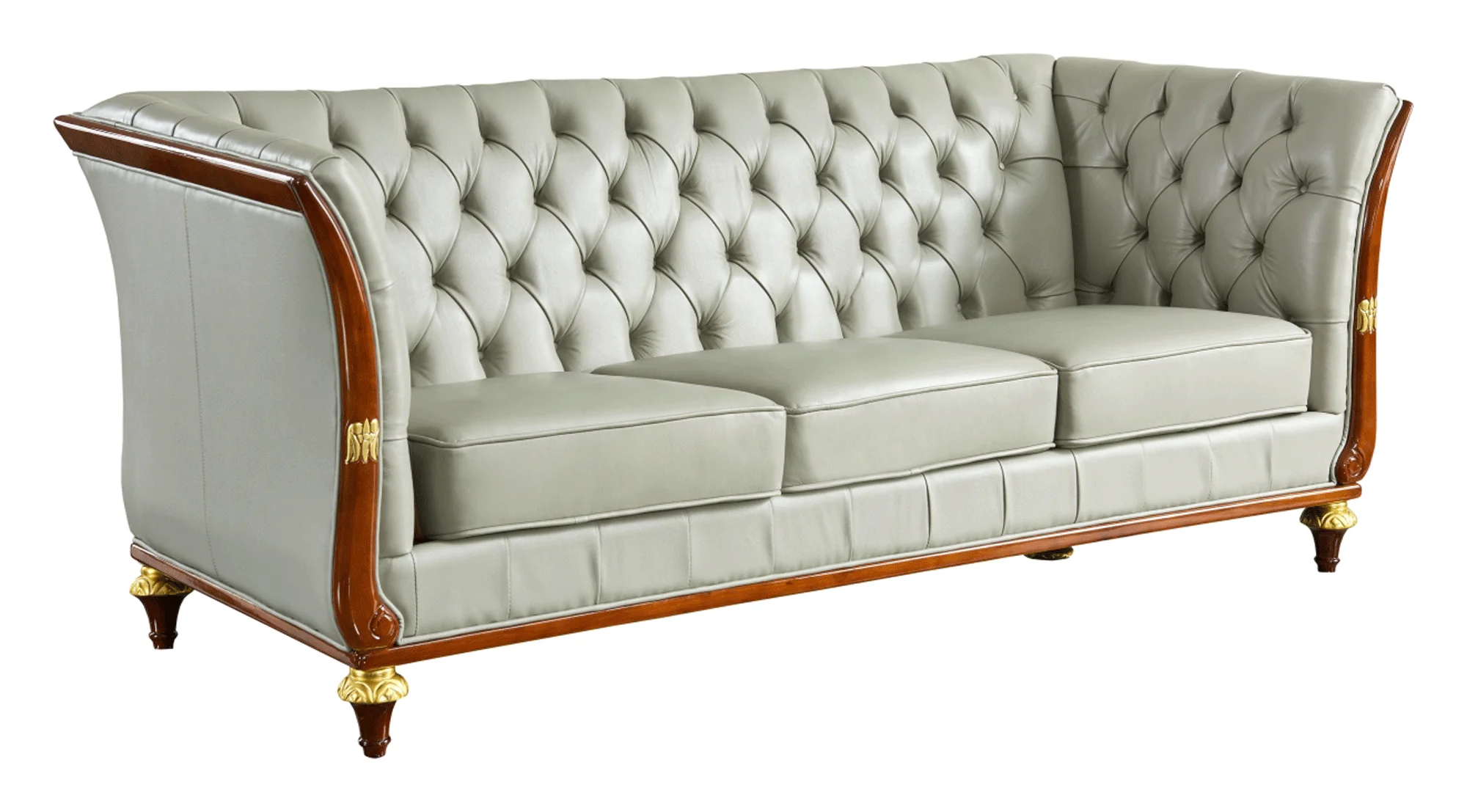 ESF 401 Top Grain Gray Leather Sofa - Image 3