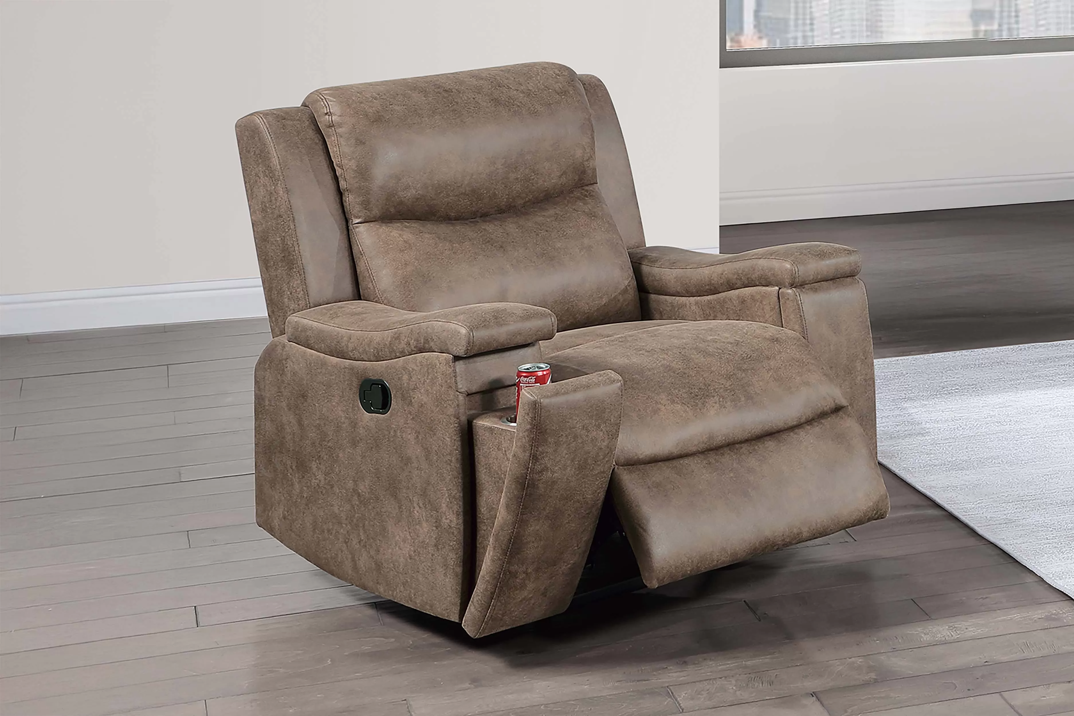 F8154 Walnut Leather Like Recliner