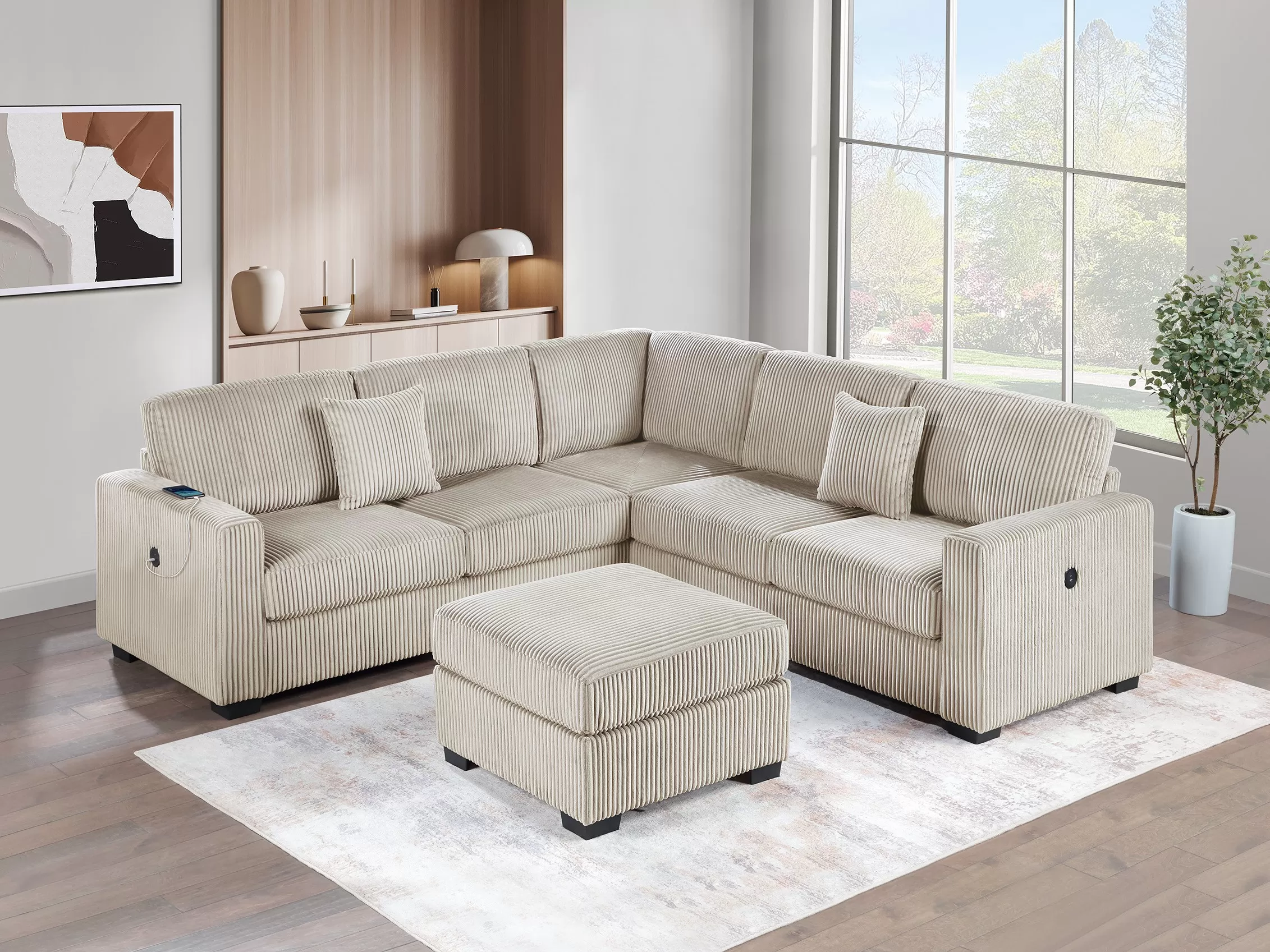 F8489 Corduroy 4 Pc Sectional - 4 Colors - Image 4
