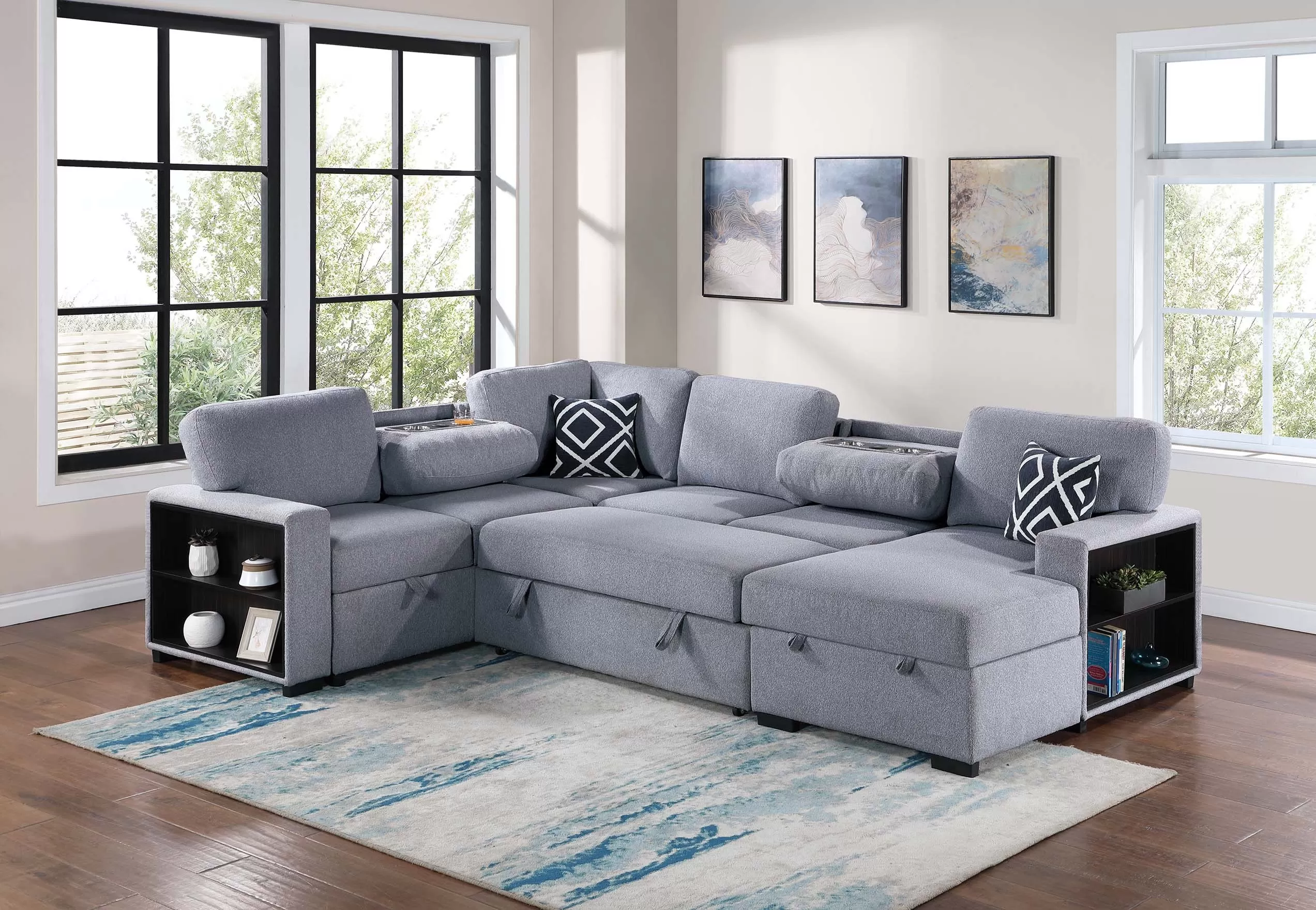 F8561 Boucle 4 Pc Convertible Sectional