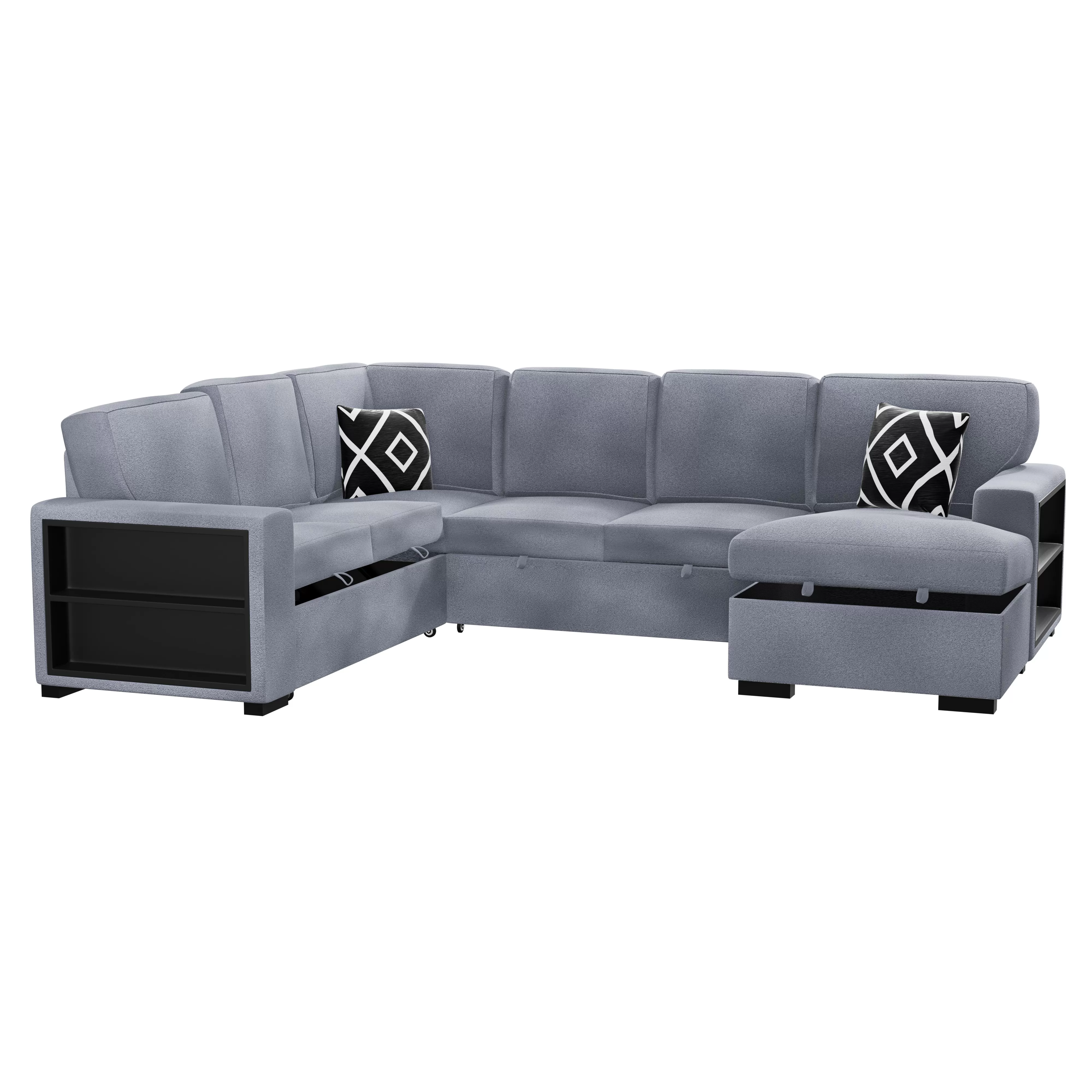F8561 Boucle 4 Pc Convertible Sectional - Image 2