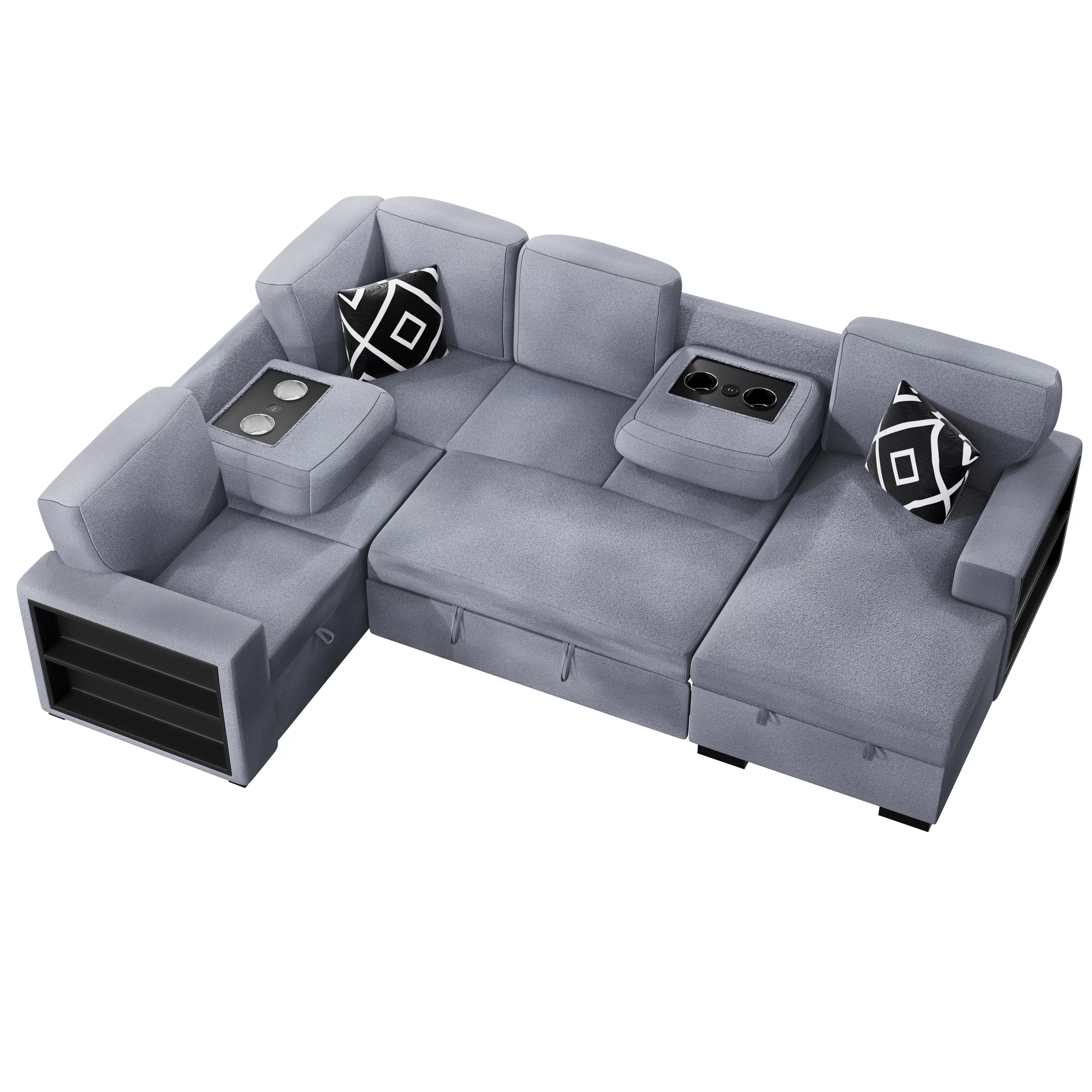 F8561 Boucle 4 Pc Convertible Sectional - Image 5