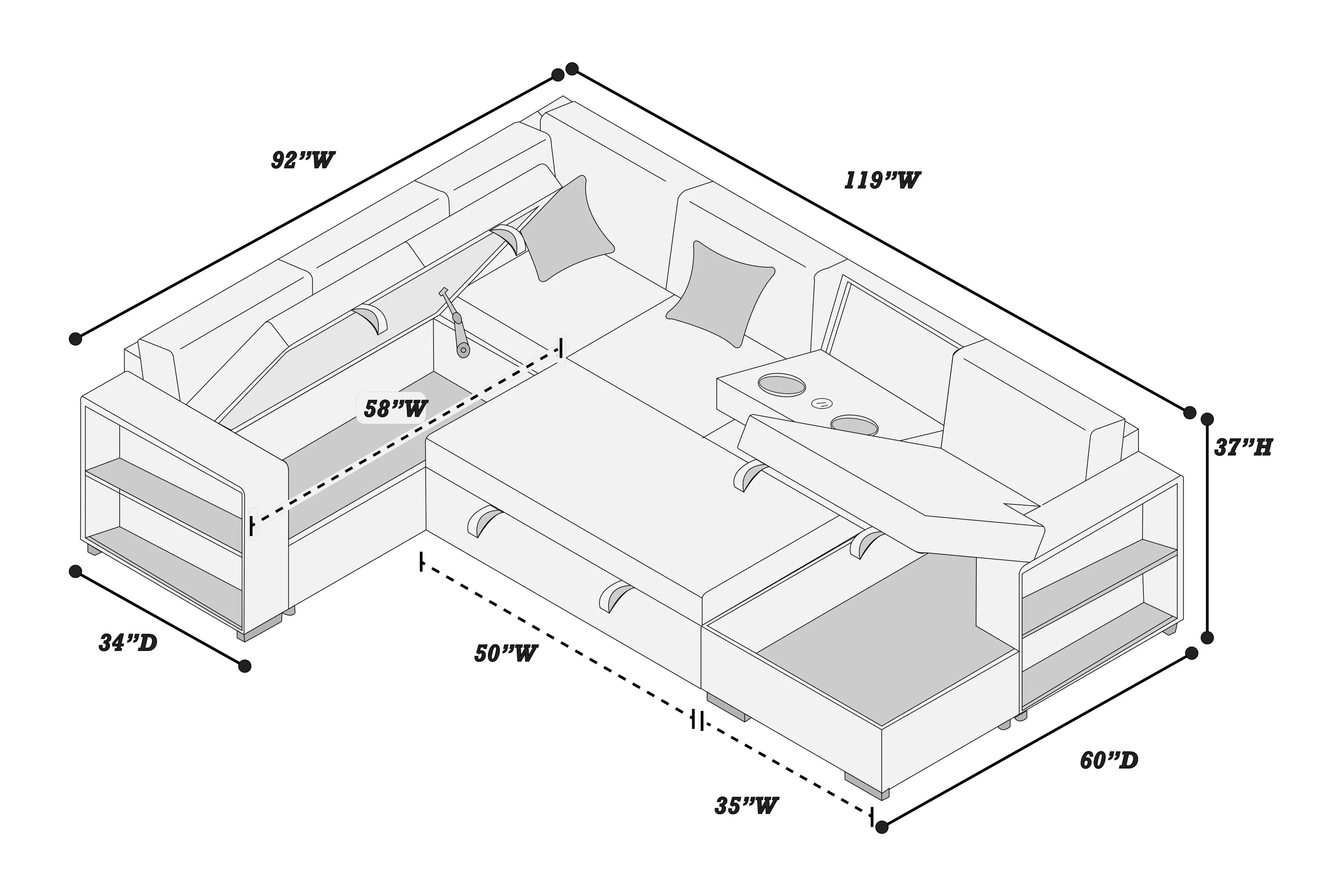 F8561 Boucle 4 Pc Convertible Sectional - Image 7