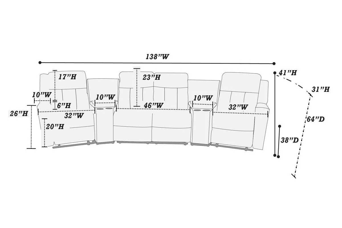 F8780 Motion 5 Pc Sectional - Navy - Image 4