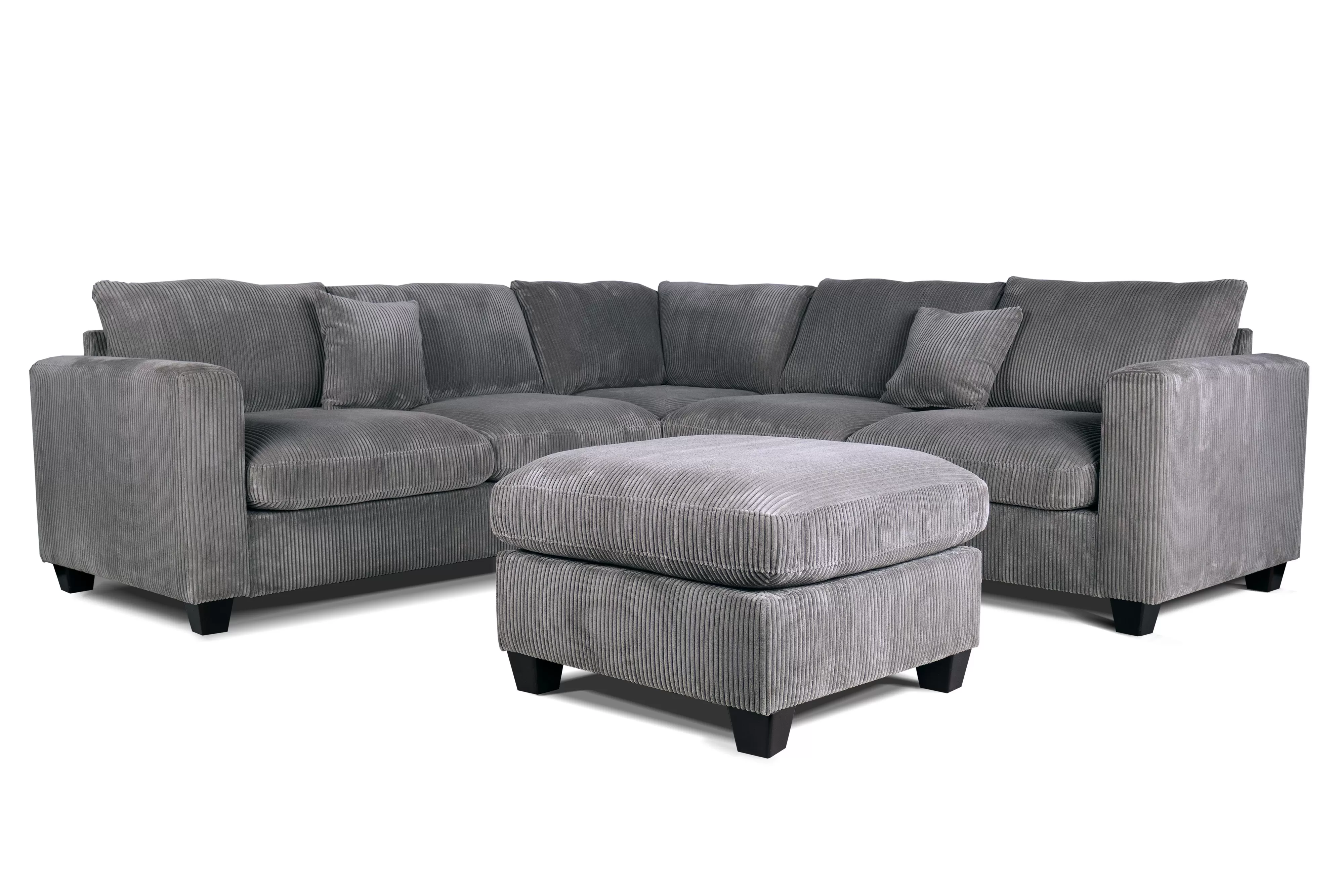 F8890 Poundex 4 Pc Sectional Fog Corduroy - Image 3
