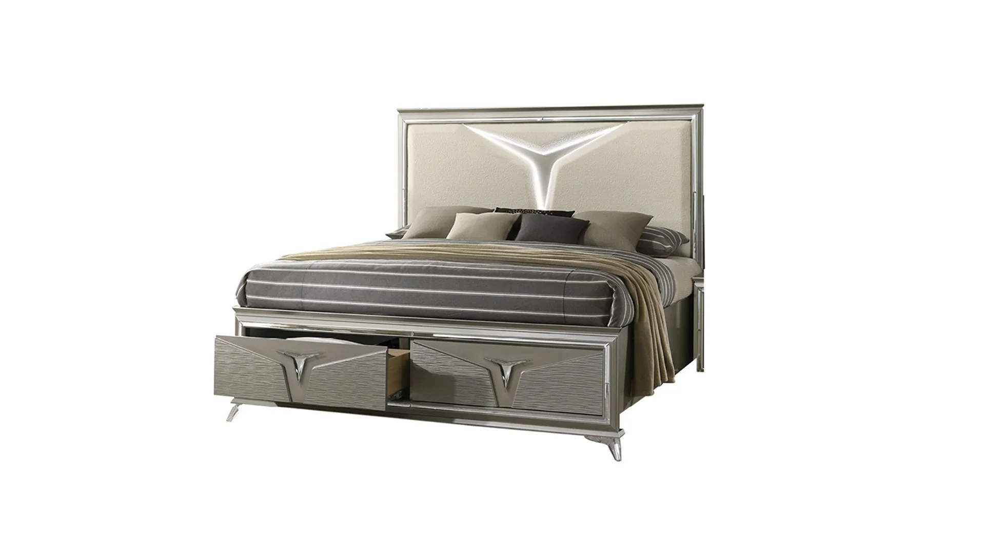 Galaxy Home Tiffany Olive Silver Bedroom Set - Image 2