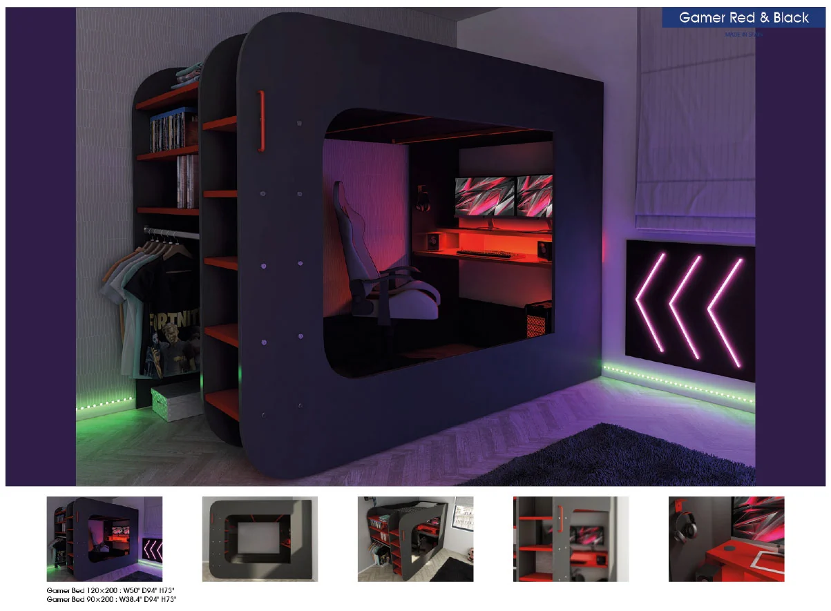 Gamer Bed by ESF - Black & Red - Image 6