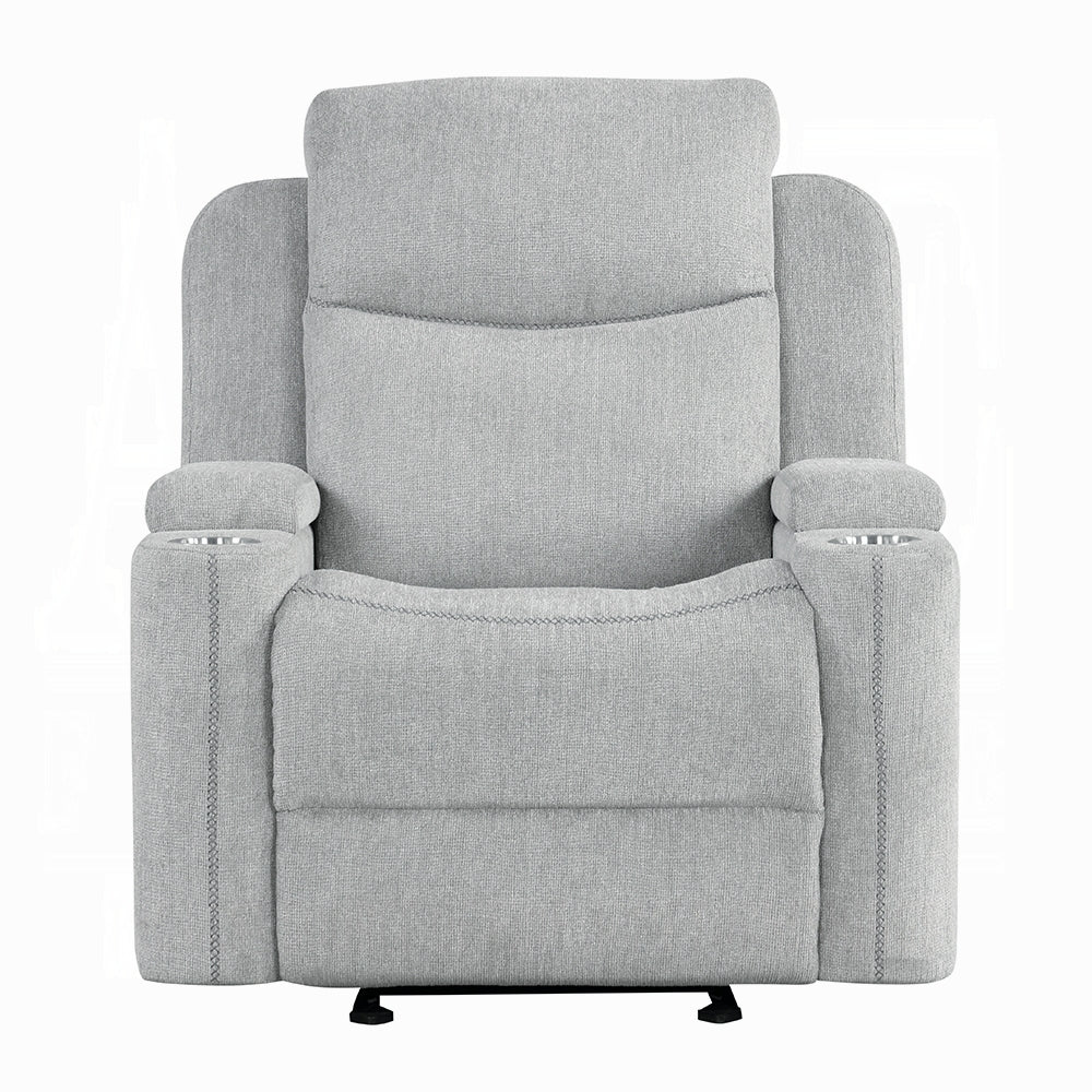 Galya Beige Chenille Glider Recliner - Image 2
