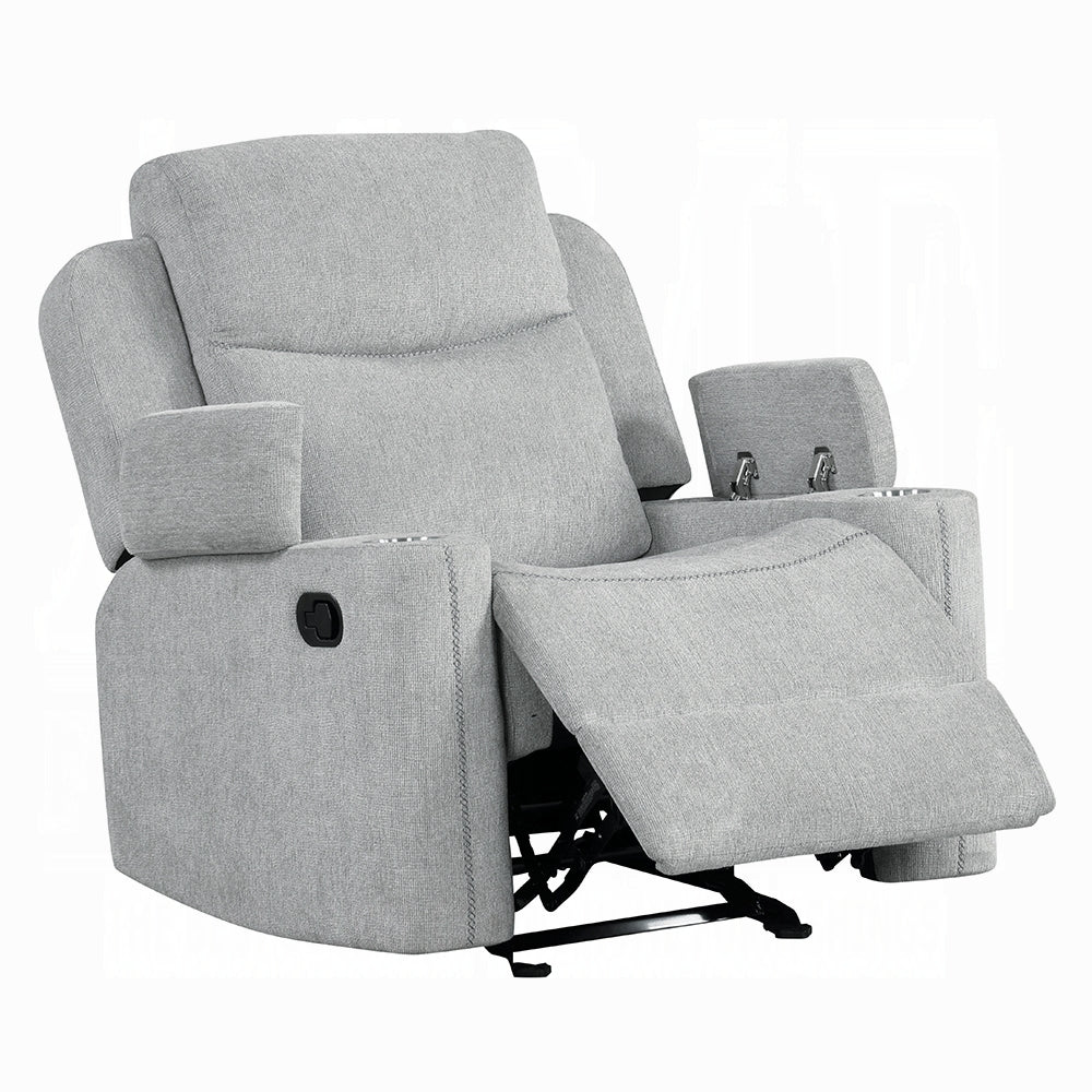 Galya Beige Chenille Glider Recliner - Image 3