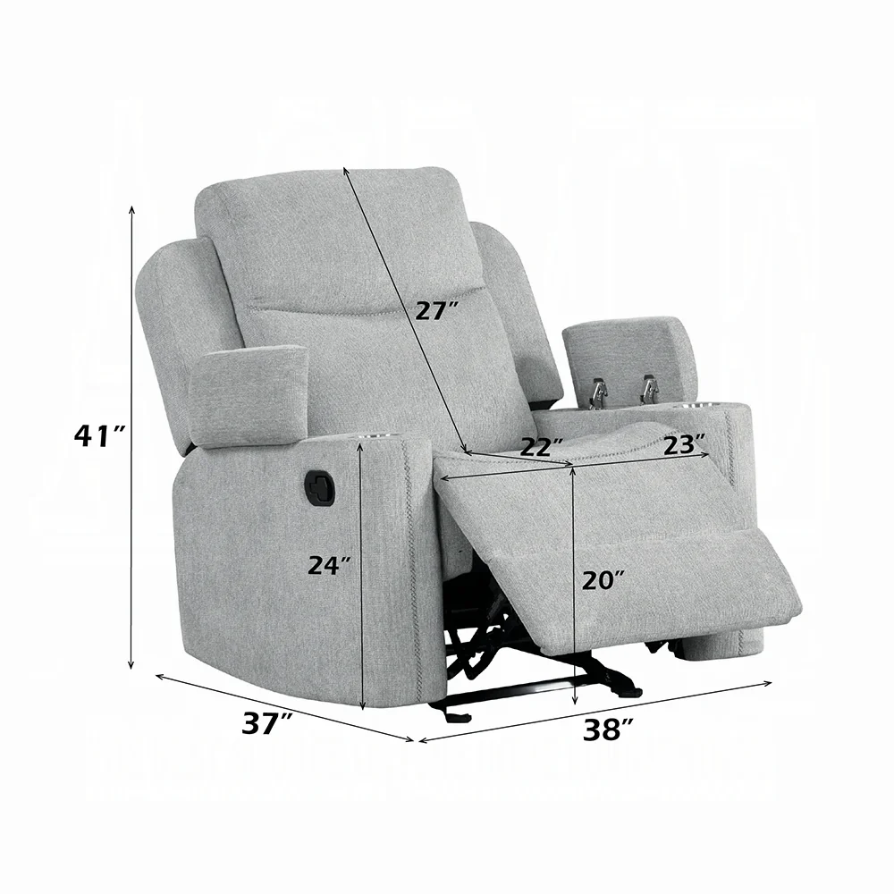 Galya Beige Chenille Glider Recliner - Image 8