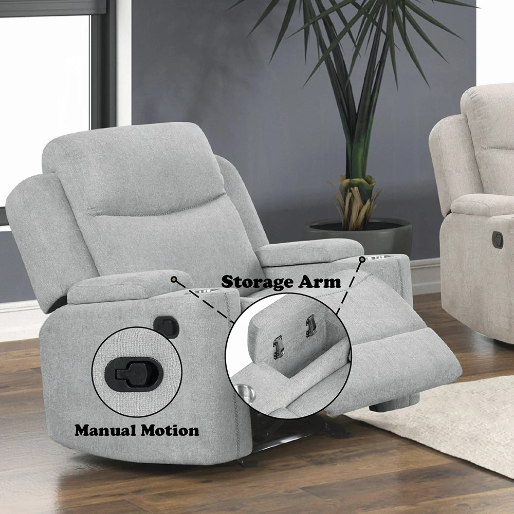 Galya Beige Chenille Glider Recliner - Image 9