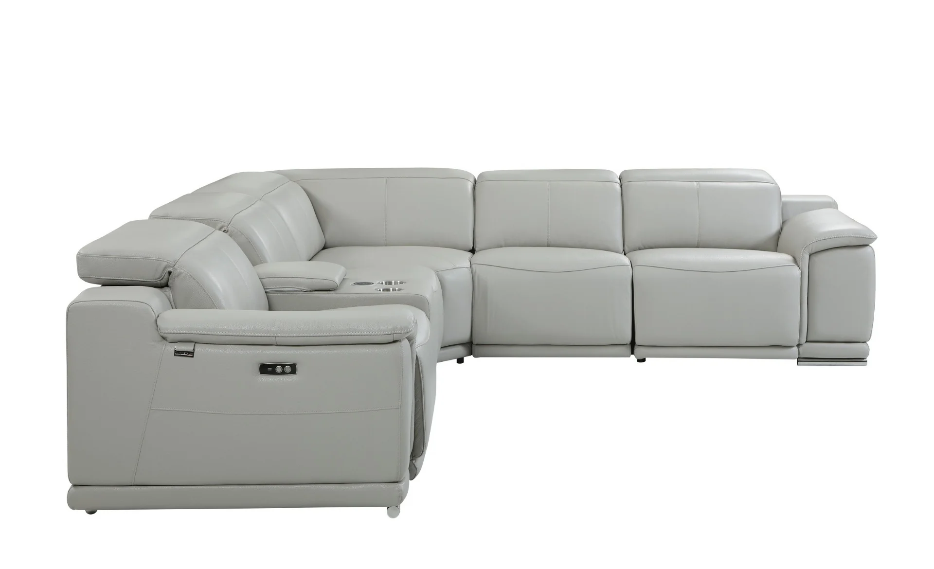 Global 9762 Genoa 6 Pc Power Sectional - Light Grey - Image 4